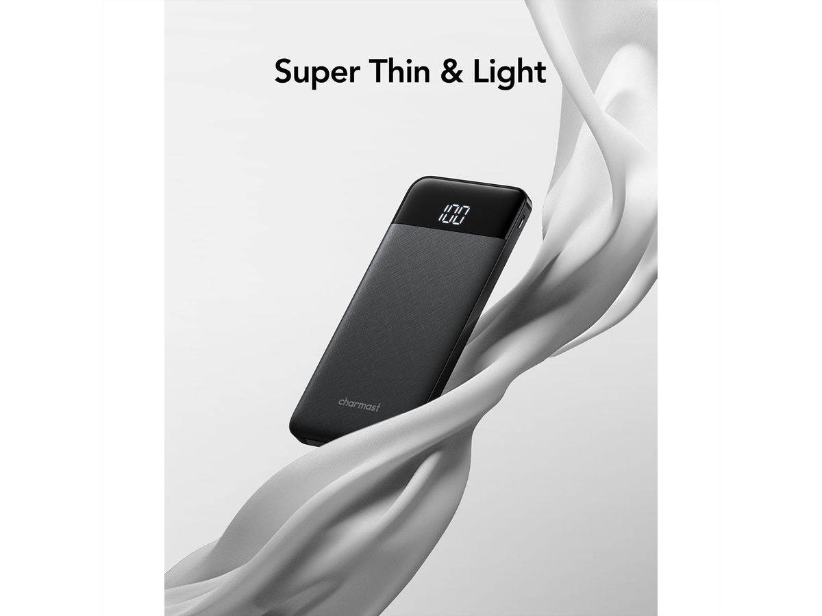 Charmast Powerbank W1056 10000mah black, Ultraslim Powerbank Universal Kompatibel Powerbank mit 10.000mah Kapazität Ein