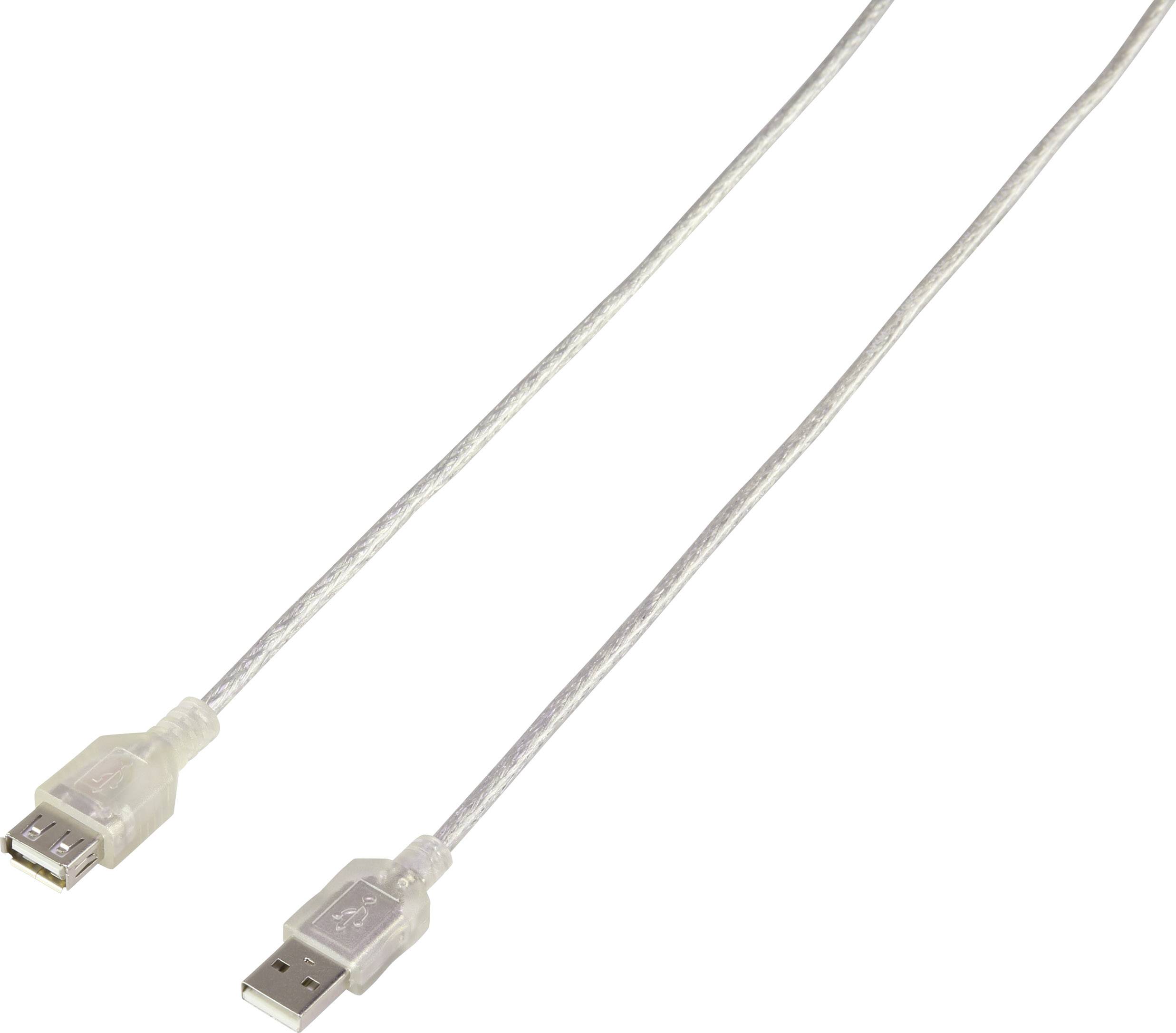 Renkforce USB-Kabel USB 2.0 USB-A Stecker, USB-A Buchse 4.50 m Transparent UL-zertifiziert