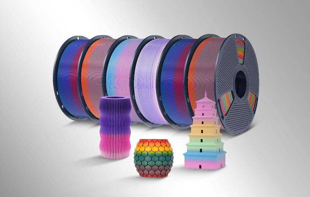 Sunlu PLA Rainbow Filament, 1,75mm, 1kg - Farbton: Transparent Rainbow 01