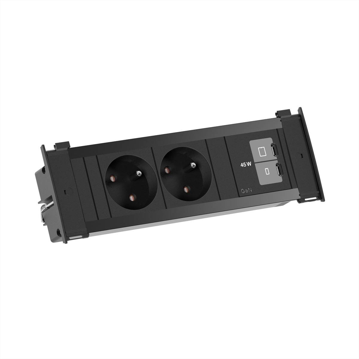 Bachmann KAPSA S 2xUTE 1xUSB C/C 45W, 2m AEH RAL9005schwarz