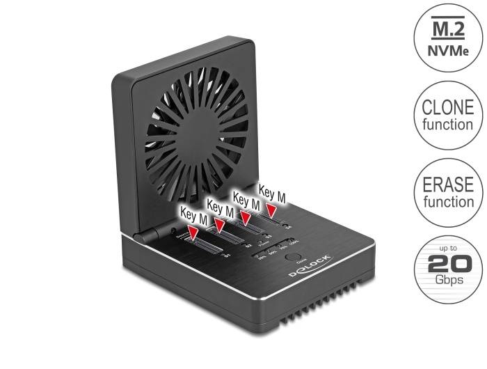 DELOCK USB 20 Gbps M.2 Dockingstation 4x M.2 NVMe PCIe SSD
