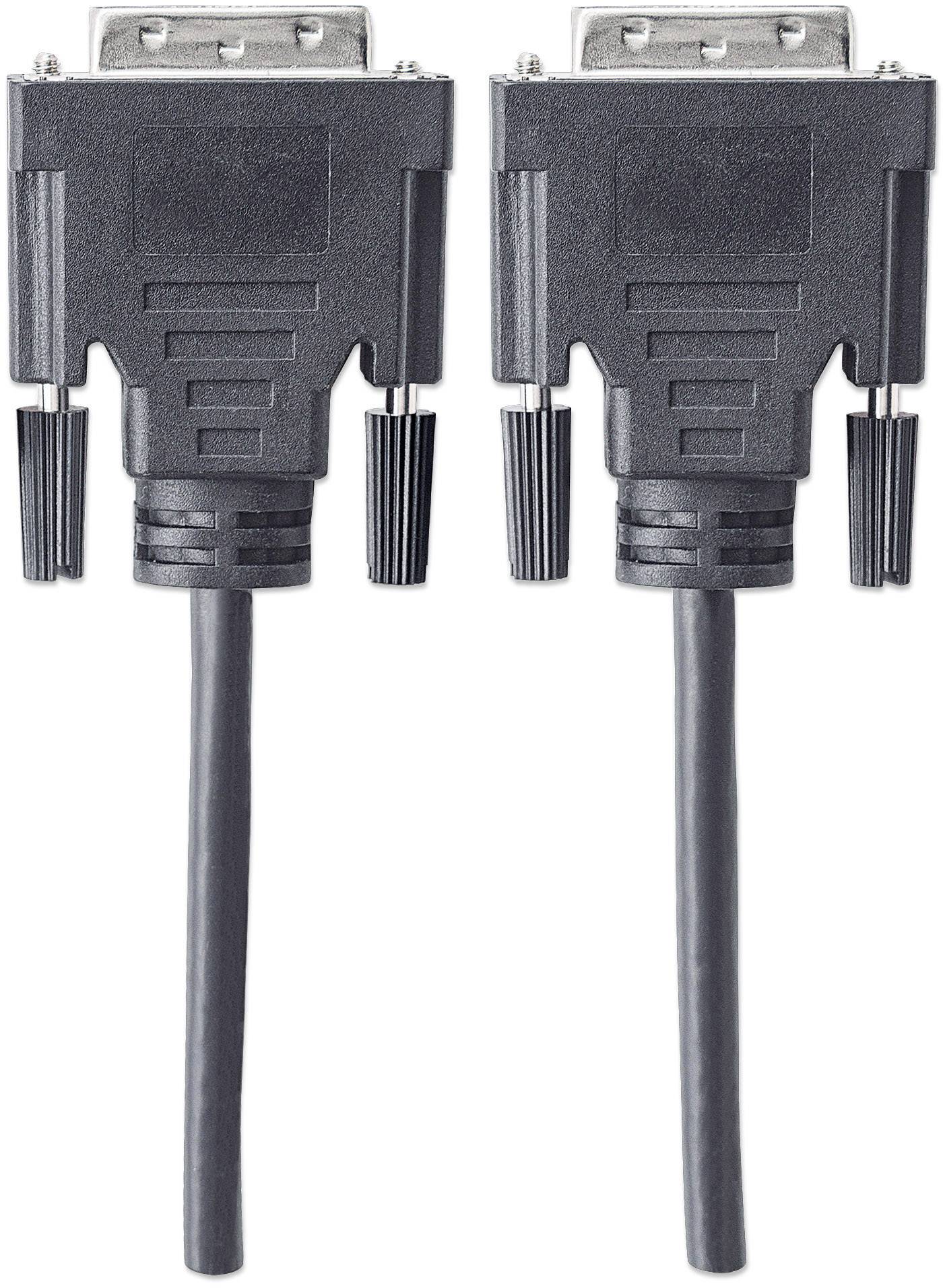 Manhattan DVI Anschlusskabel DVI-D 24+1pol. Stecker, DVI-D 24+1pol. Stecker 1.80 m Schwarz 328838 BULK schraubbar DVI-Kabel