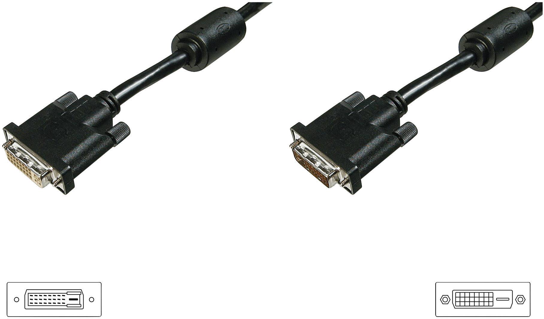 Digitus DVI Verlängerungskabel DVI-D 24+1pol. Stecker, DVI-D 24+1pol. Buchse 4.50 m Schwarz AK-3202