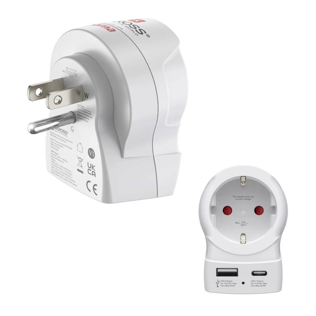 hama 00223479 Reiseadapter, "EU to US", 1x USB-A, 1x USB-C (PD), 20 W