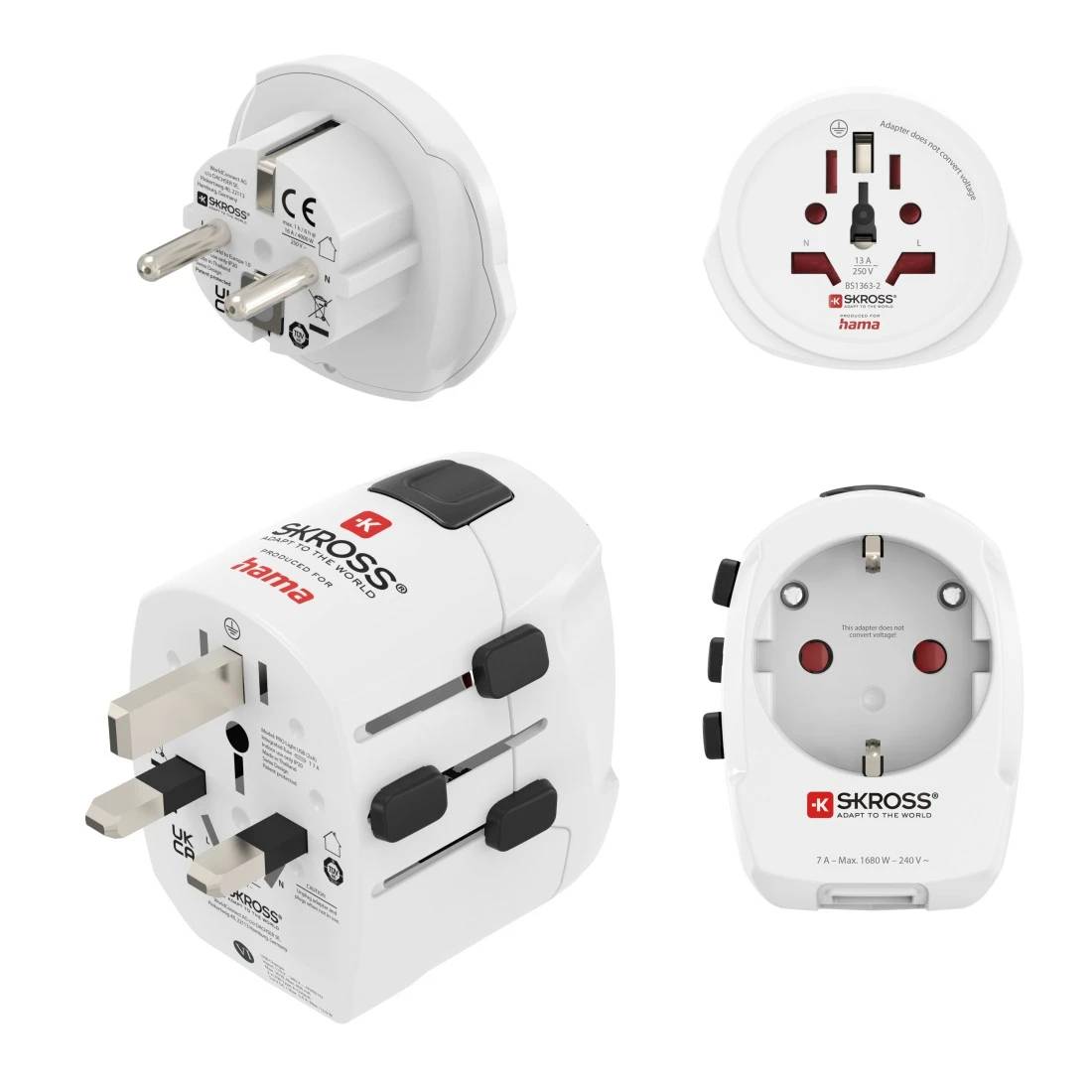 hama 00223464 Weltreiseadapter Set "World Travel Pro Light USB", 3-polig, 2x USB