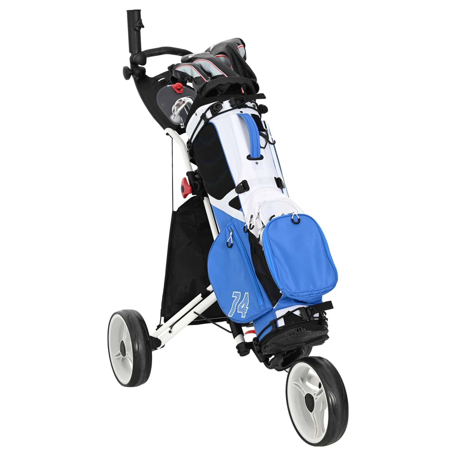 vidaXL Golf-Dolly Schwarz und Weiß Aluminium Klappbar