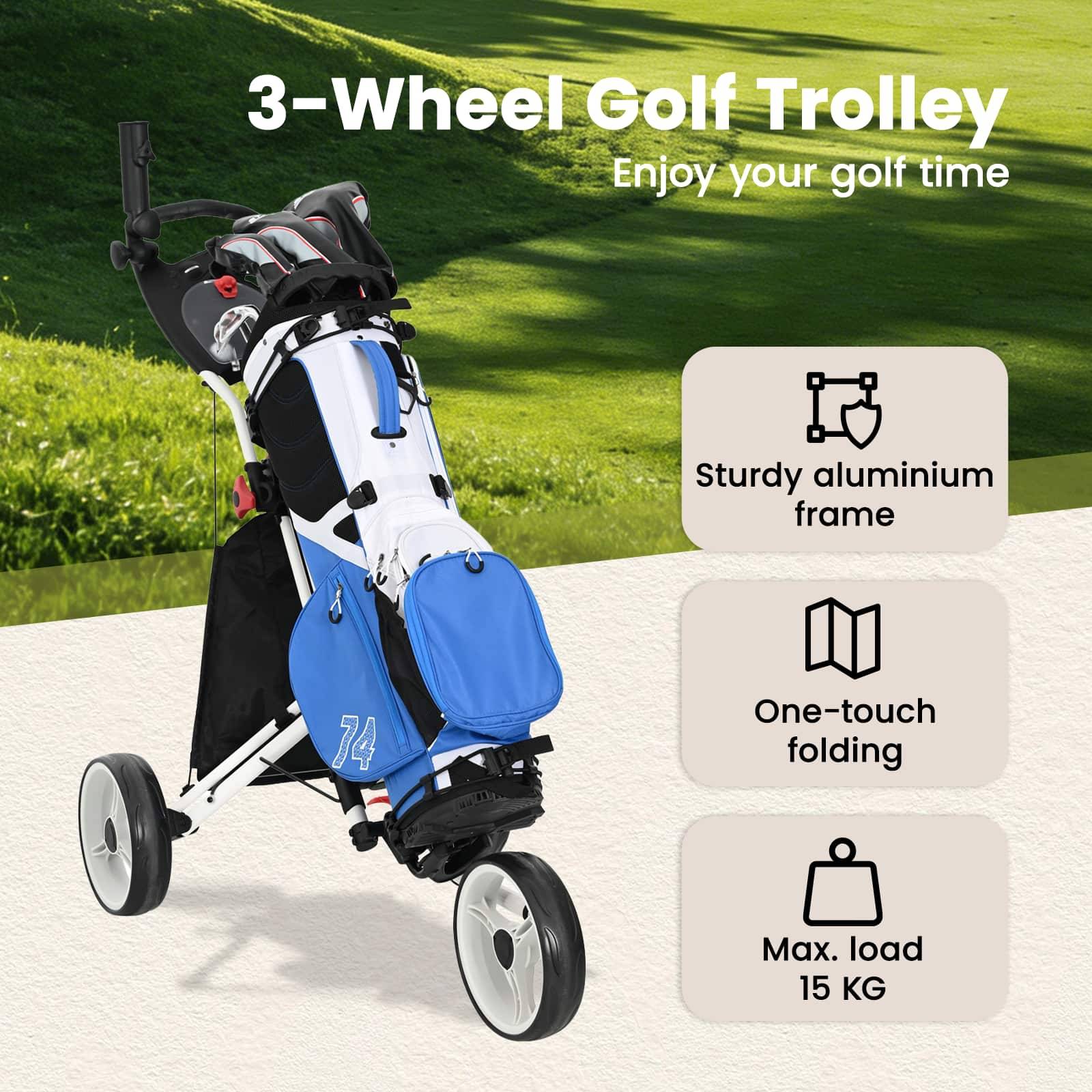 vidaXL Golf-Dolly Schwarz und Weiß Aluminium Klappbar