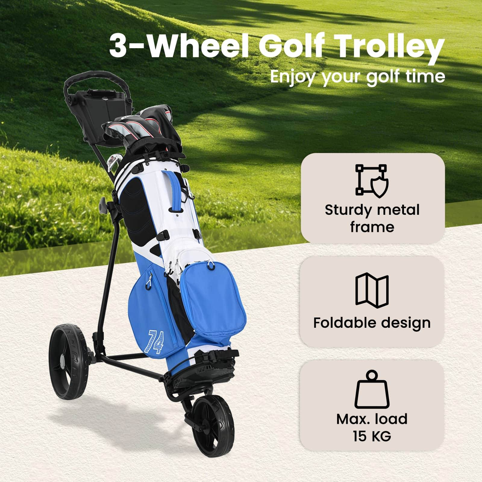 vidaXL Golf-Dolly Schwarz Eisen Klappbar
