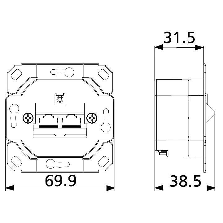 Metz Connect Netzwerkdose Unterputz Einsatz CAT 6 2 Port 1307441200-l
