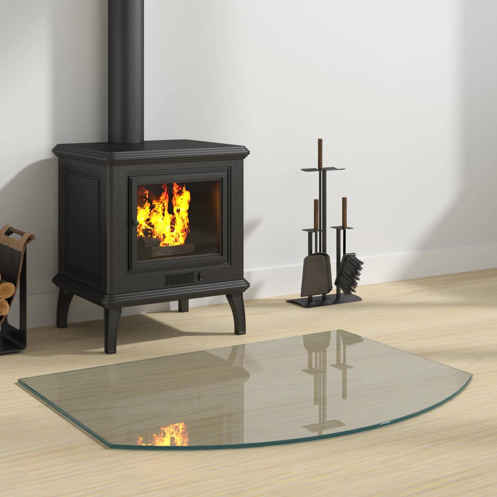vidaXL Feuerstelle Glasplatte Transparent 80 x 60 cm Glas