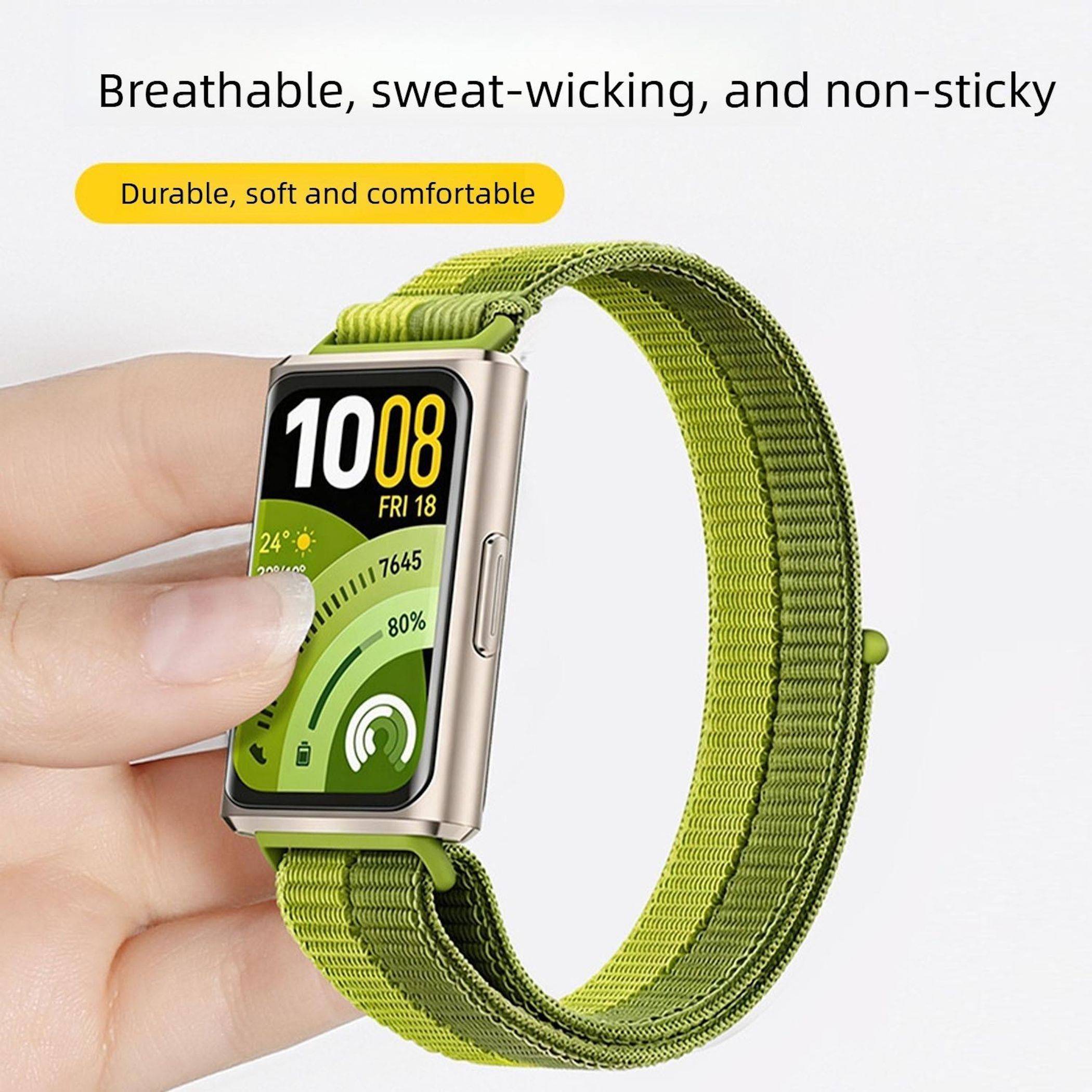 Smartwatch Armband Nylon für Huawei Band 11 / 11 Pro Klettverschluss Schwarz