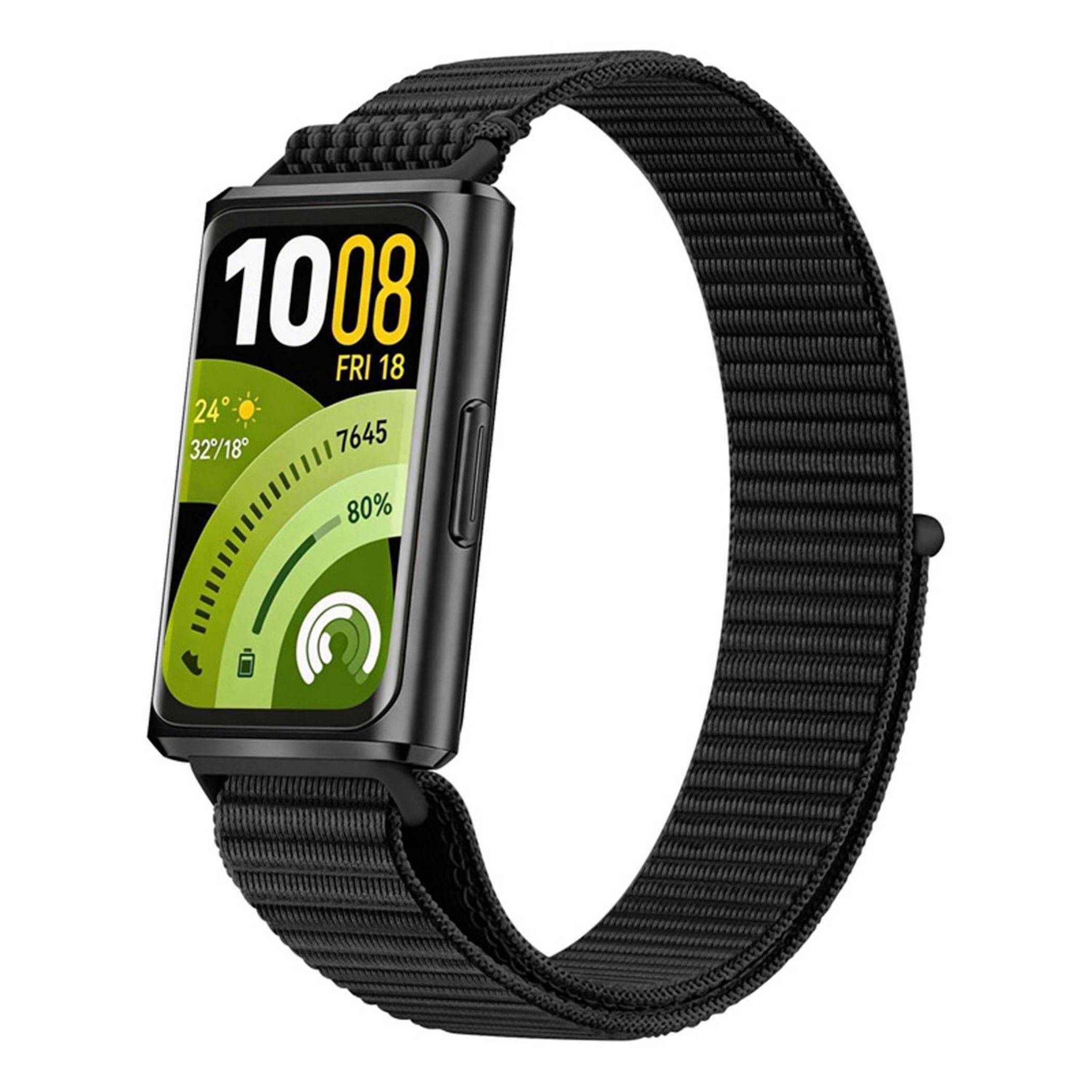 Smartwatch Armband Nylon für Huawei Band 11 / 11 Pro Klettverschluss Schwarz