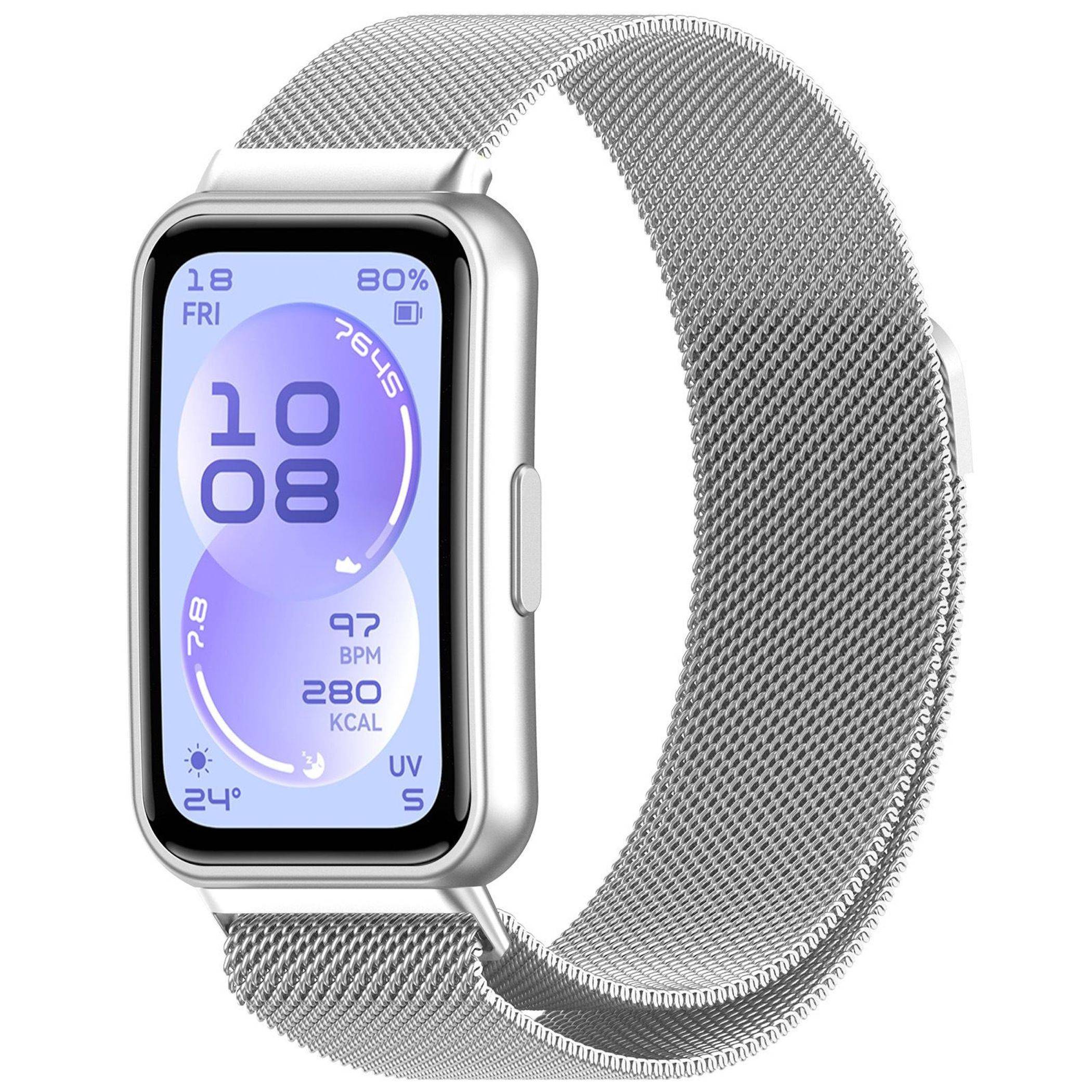 Smartwatch Armband Metall für Huawei Band 11 / 11 Pro Magnetverschluss Silber