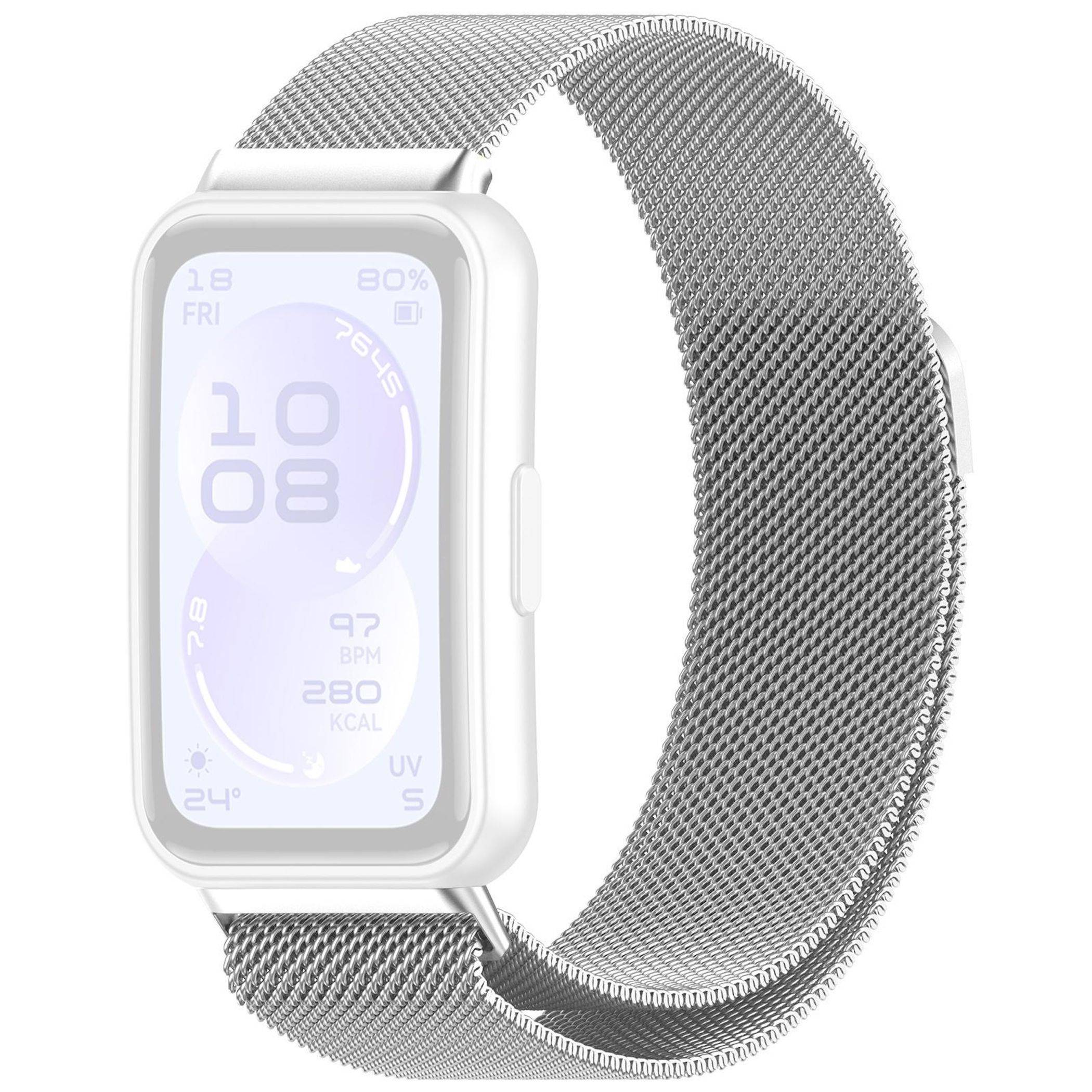 Smartwatch Armband Metall für Huawei Band 11 / 11 Pro Magnetverschluss Silber