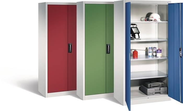 Flügeltürenschrank H1950xB930xT500mm lichtgrau/lichtgrau 4 BD Trgf.70 kg C+P