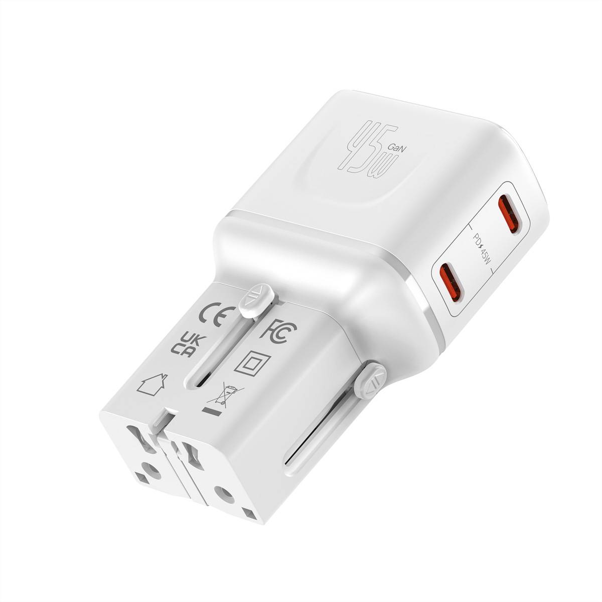 Value USB Reise-Charger mit Euro-Flach-/UK-/US-Stecker , 2x USB-C-Anschlüsse, 45W