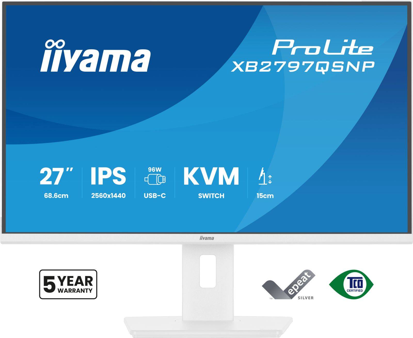 iiyama 27iWIDE LCD QHD IPS panel LED Bl. Adaptive Sync USB-Hub 2xOut v3.2 Flachbildschirm TFT/LCD