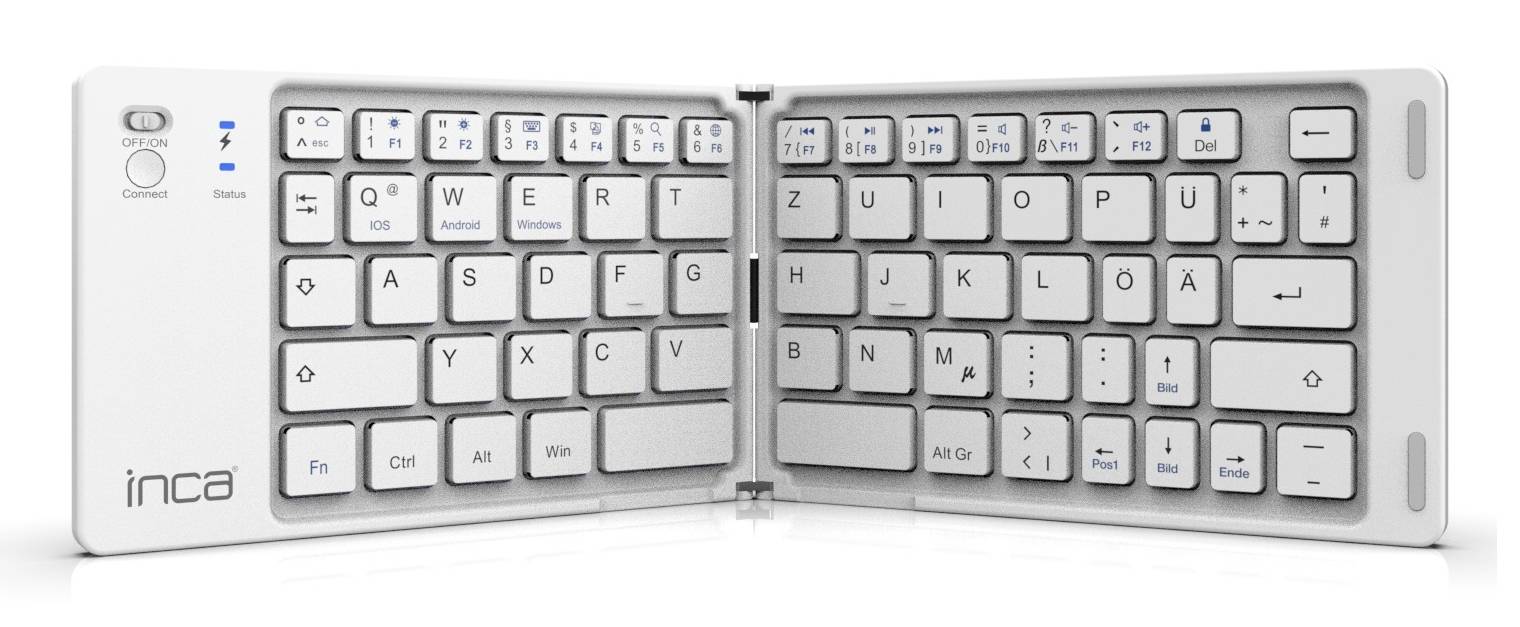 INCA Tastatur IBK-580BT BT5.0, Faltbar, schlank, USB-C Multimedia-Technik Wireless Tastaturen
