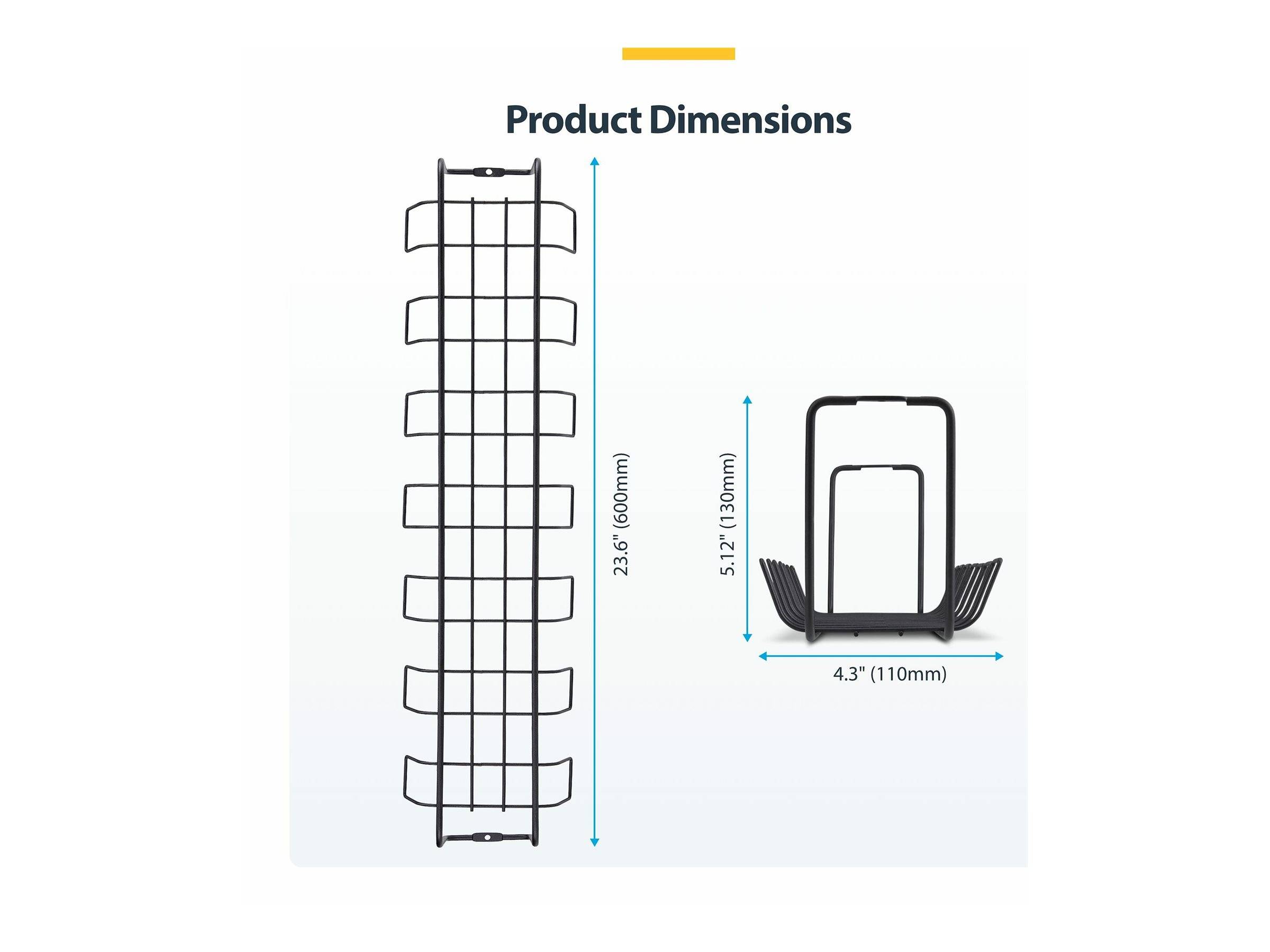 StarTech.com Kabelmanagementfach basket style power bar holder unter Tisch montierbar Schwarz 61,5 cm TAA-konform