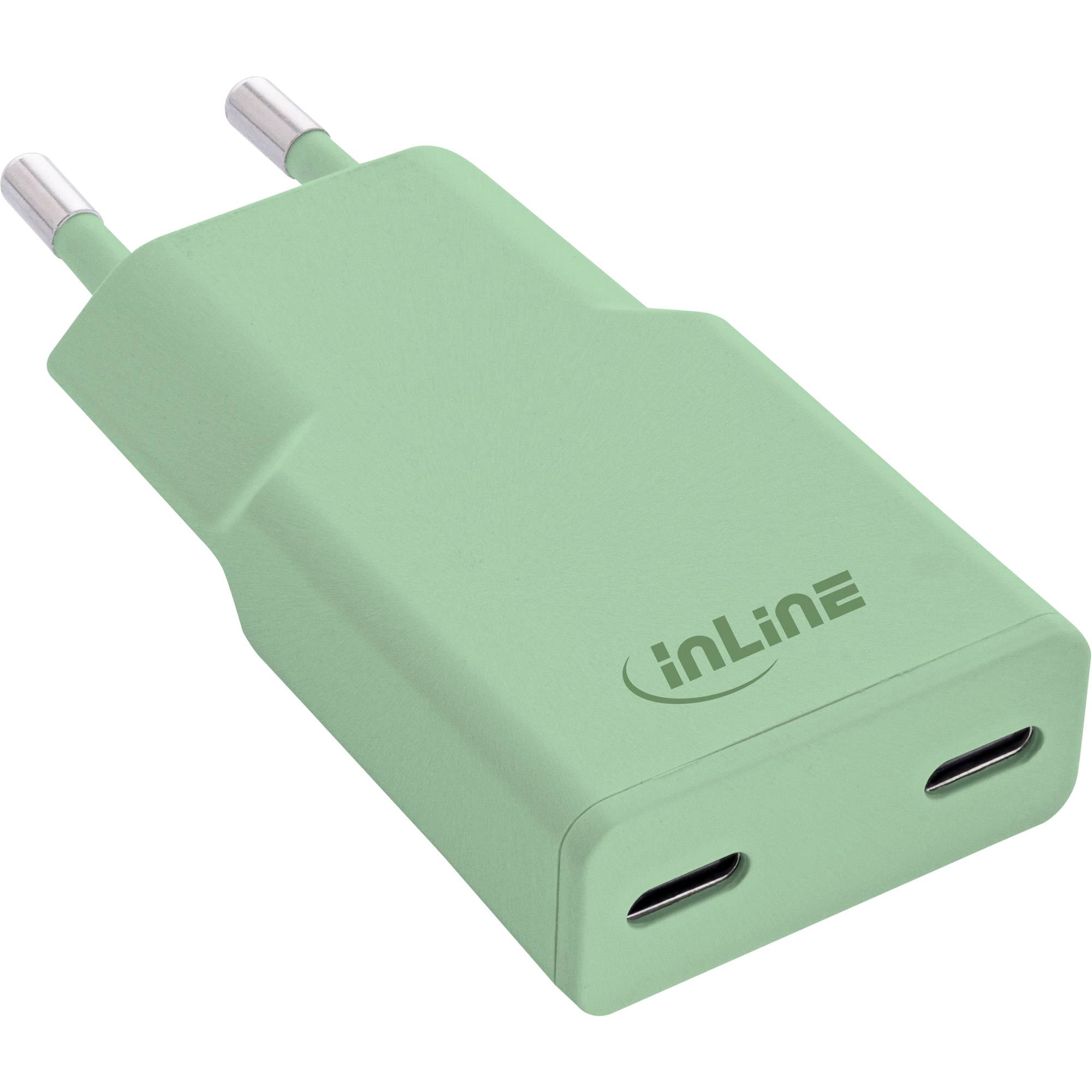 InLine USB-C Ladegerät - 30W - GaN - Dual USB-C - PD/PPS - Matcha Latte/grün