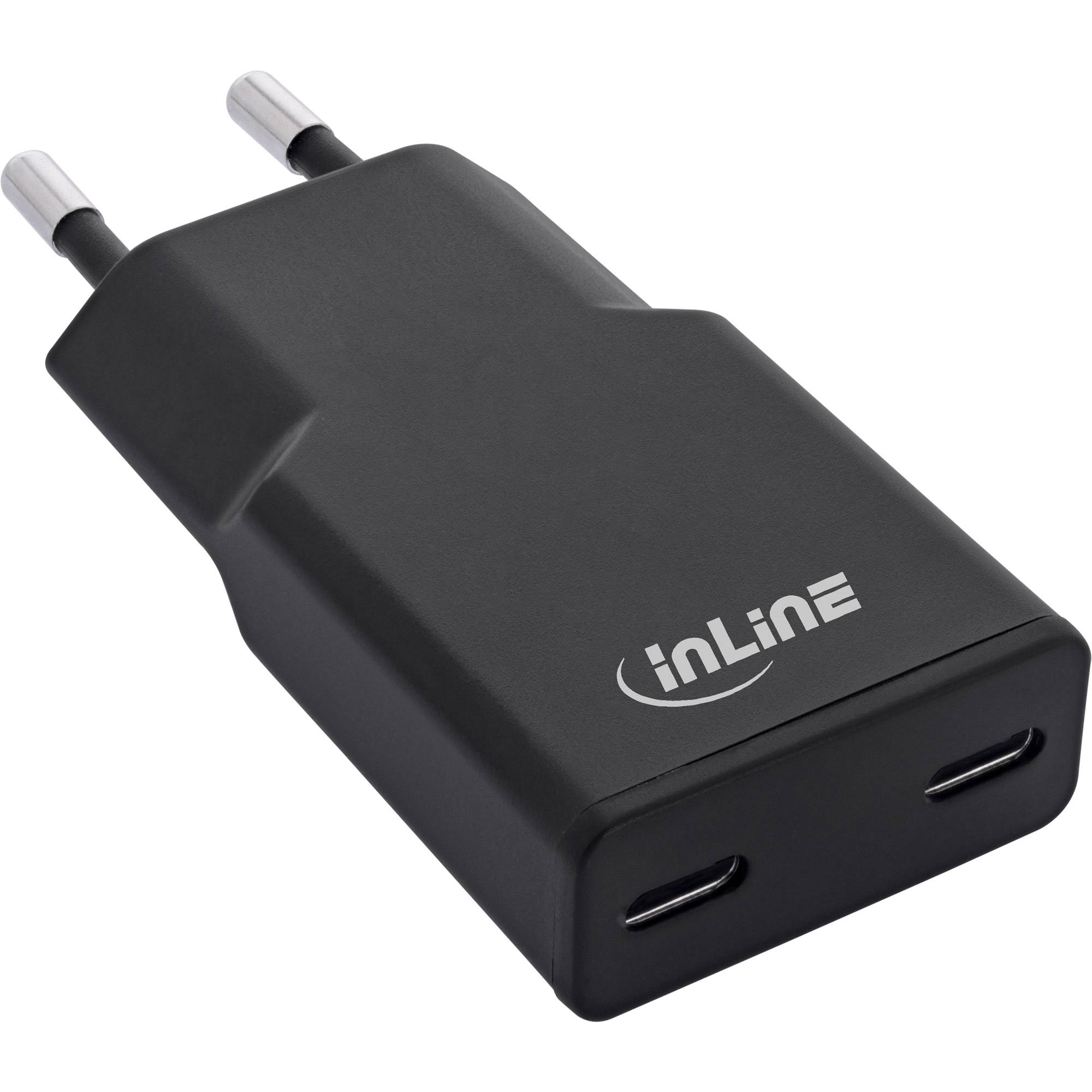 InLine USB-C Ladegerät - 30W - GaN - Dual USB-C - PD/PPS - Black Cookie/schwarz