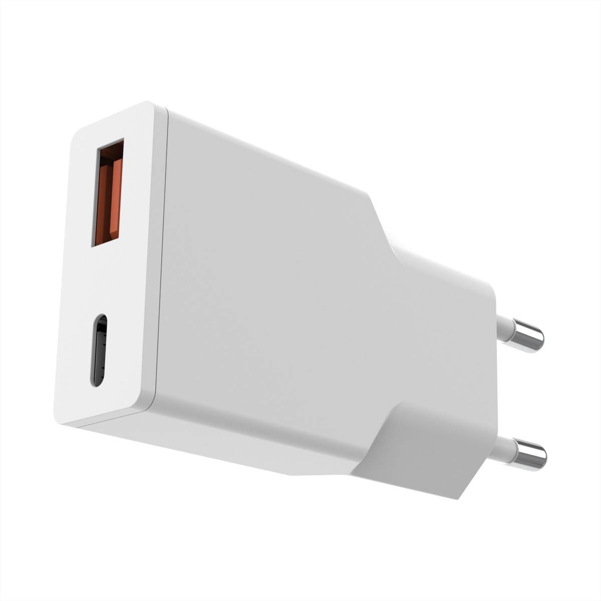 Value USB Charger mit Euro-Stecker, 2 Ports Typ A+C, 30W