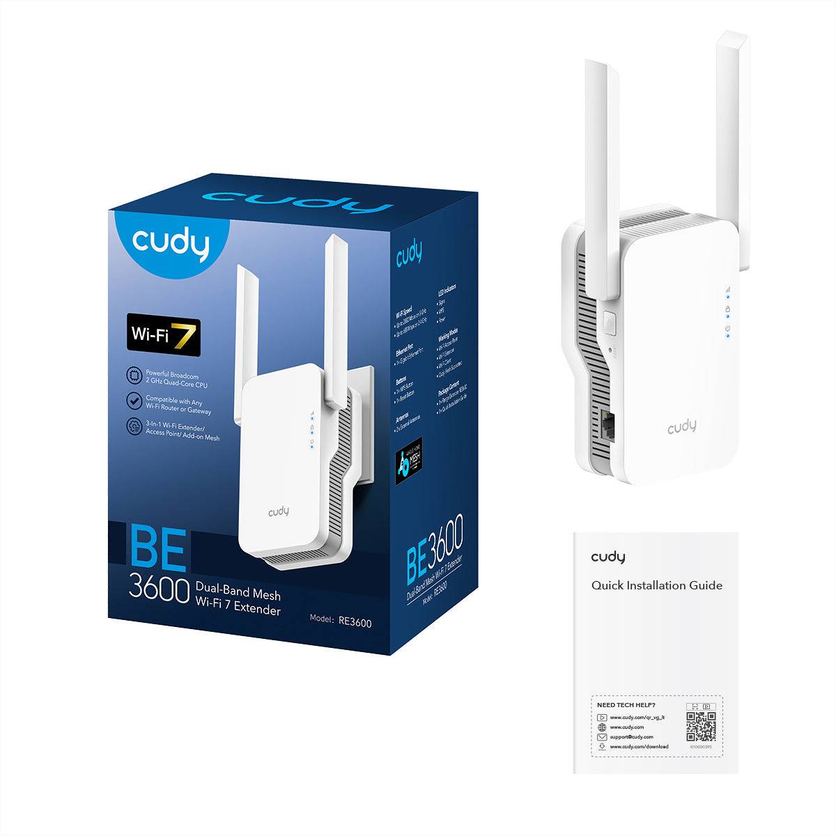 CUDY RE3600 BE3600 WiFi 7 Mesh Repeater
