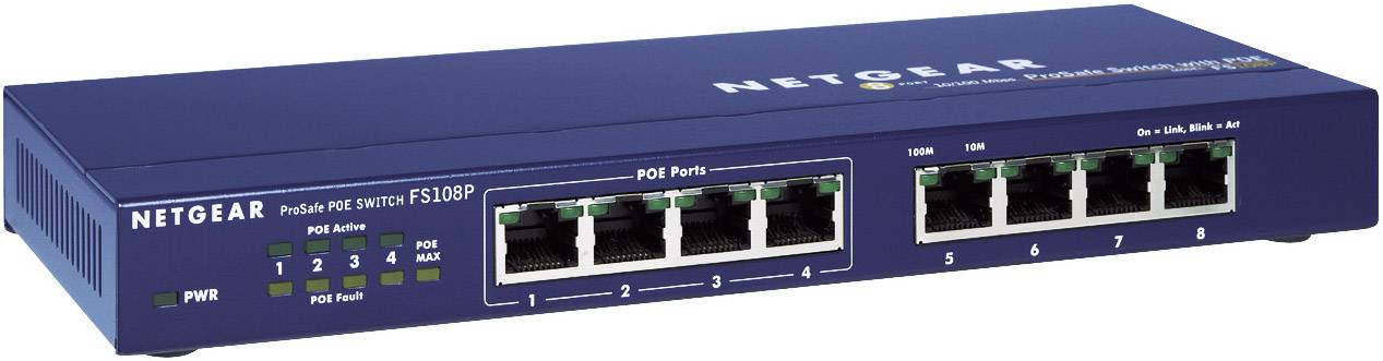 NETGEAR FS108PEU FS108P Netzwerk Switch 8 Port 100 MBit/s PoE-Funktion