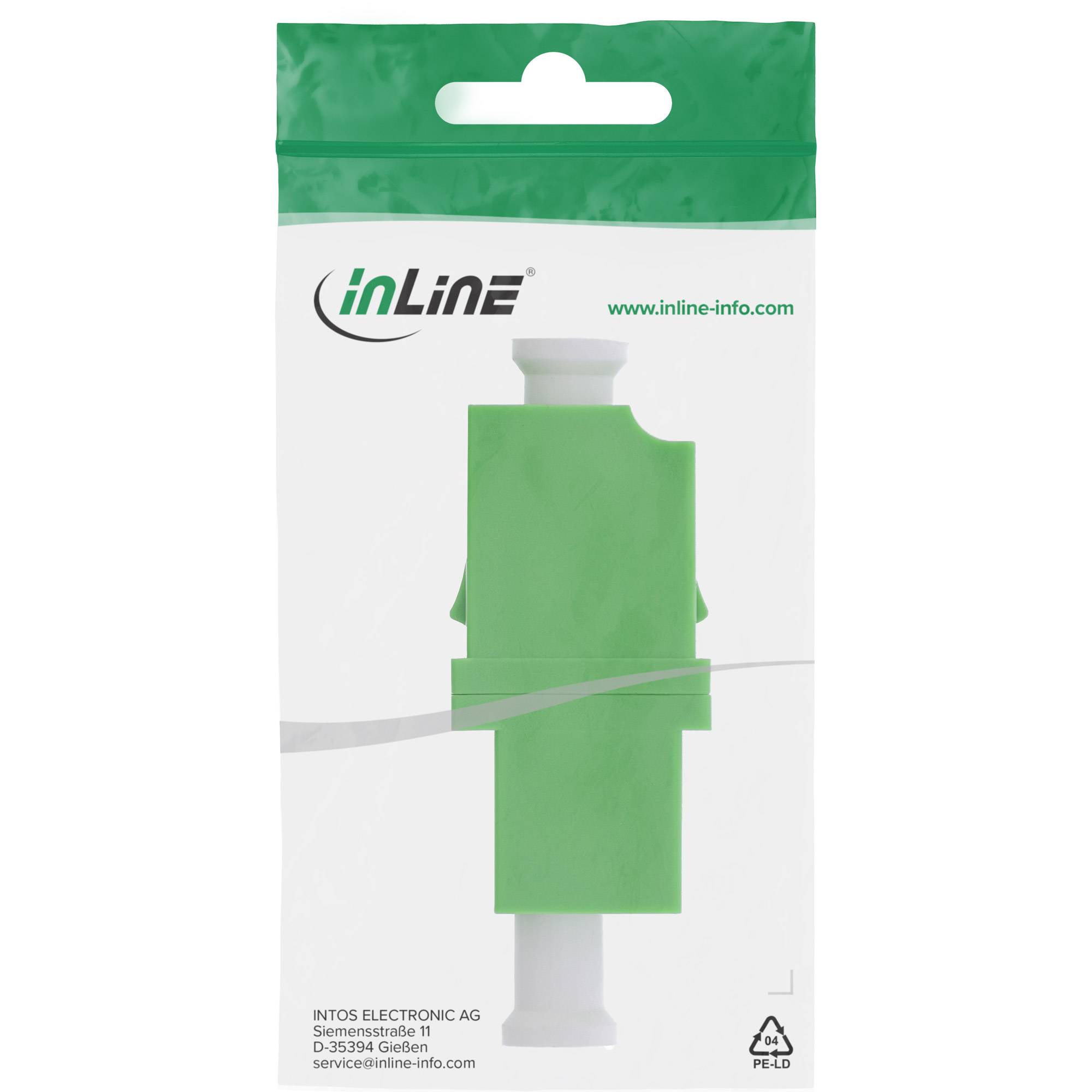 InLine® LWL Kupplung, Simplex LC/LC, singlemode, grün, Keramik-Hülse (FTTH) (89989S)