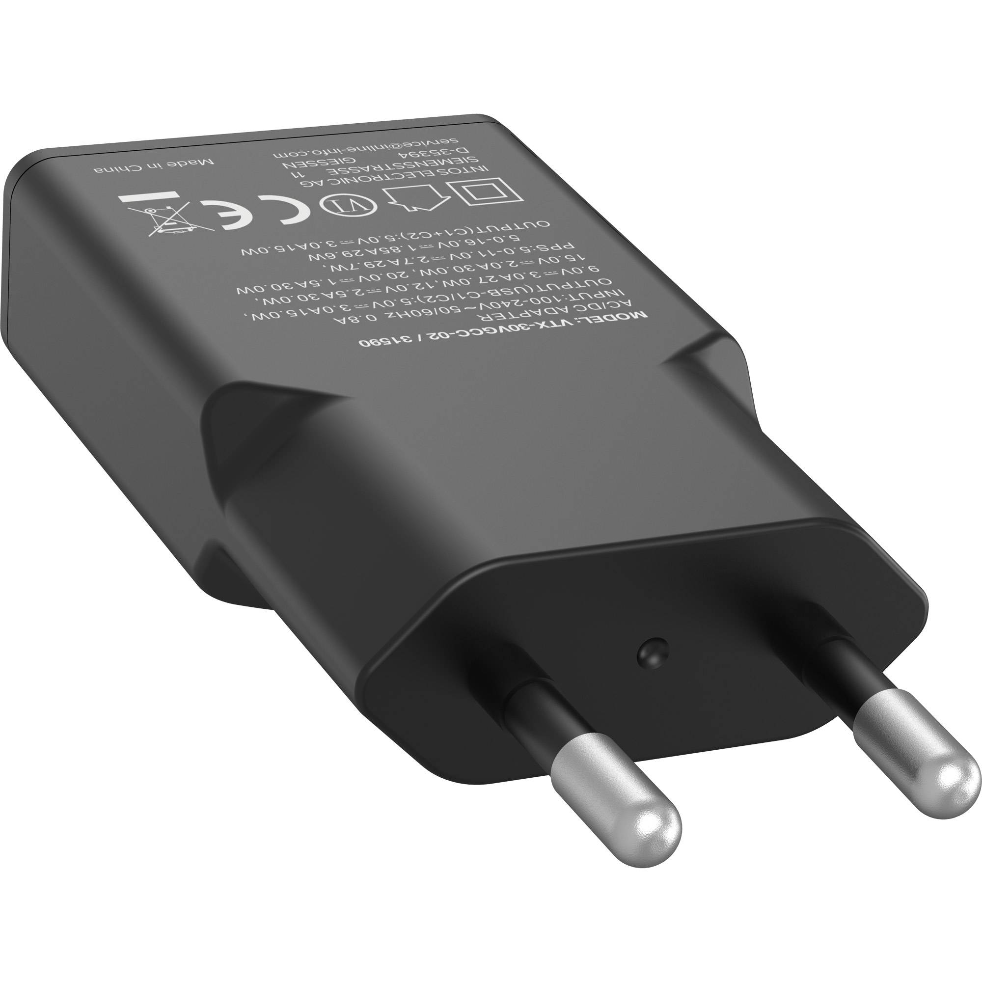 InLine USB-C Ladegerät - 30W - GaN - Dual USB-C - PD/PPS - Black Cookie/schwarz