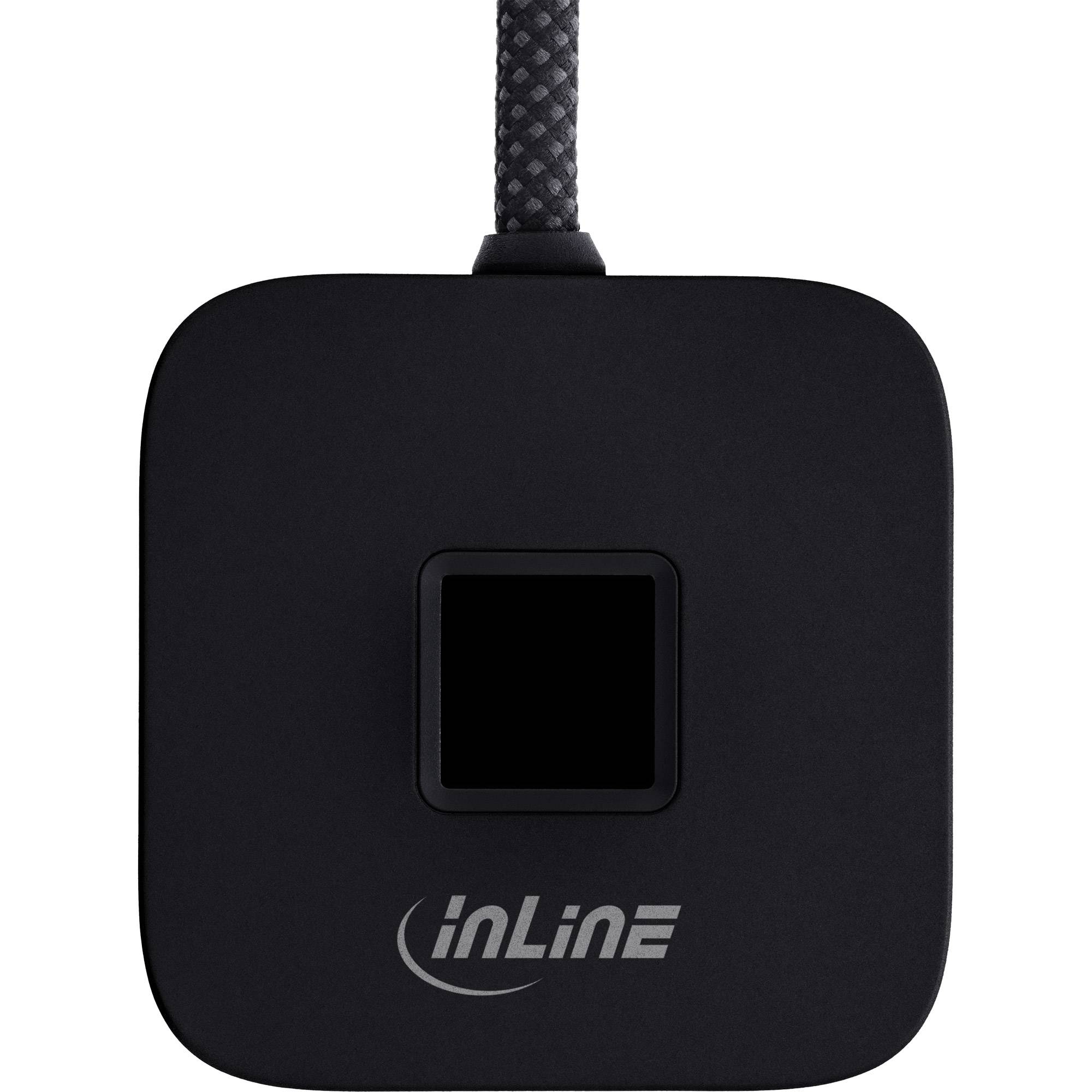 InLine USB Fingerabdruckscanner mit Hub Windows Hello kompatibel 1,5m schwarz Sicher anmelden ohne Passwort: