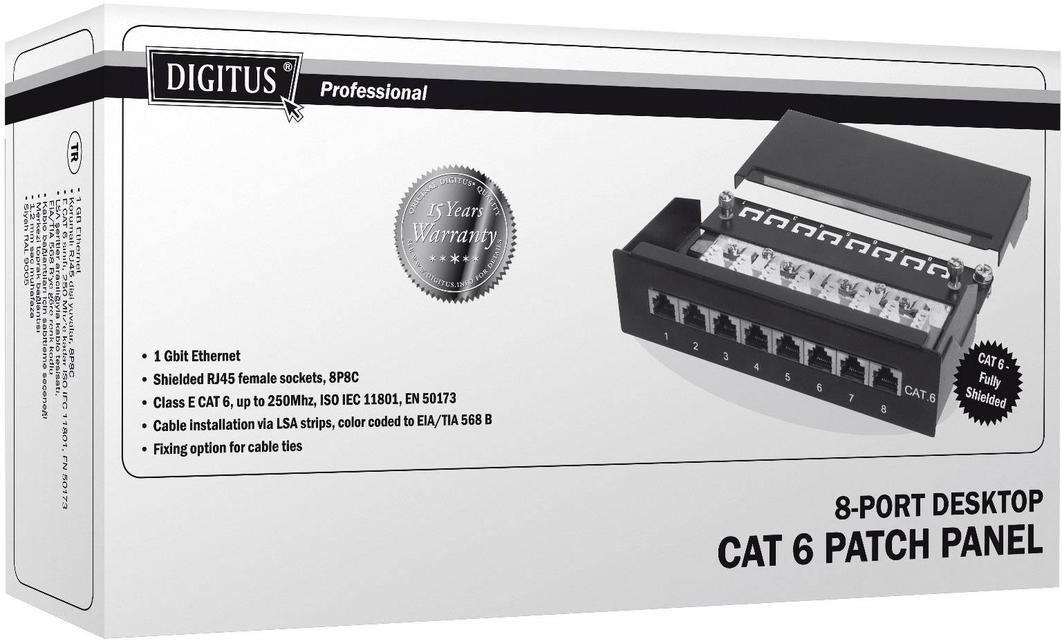 Digitus DN-91608SD 8 Port Netzwerk-Patchbox CAT 6 1 HE