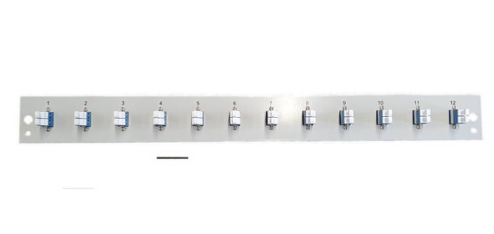 Glasfaser Verteiler Bestückte Frontblende mit 12 x LC Duplex, Kupplung OS2, schwarz - 1 VPE = 50 19
