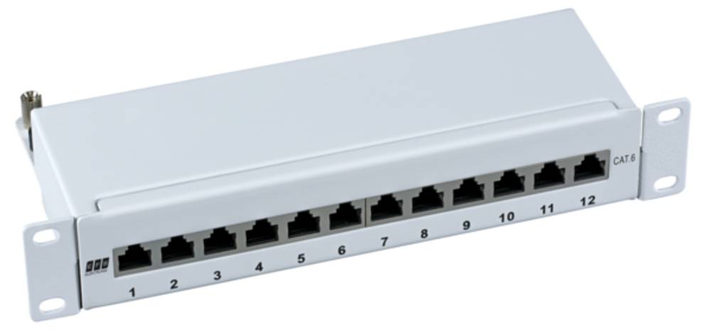 Patchpanel Mini-Patchpanel STP 12xRJ45 Cat.6, 10?, 1HE, RAL7035 grau - 1 VPE = 20 Stï¿½ck