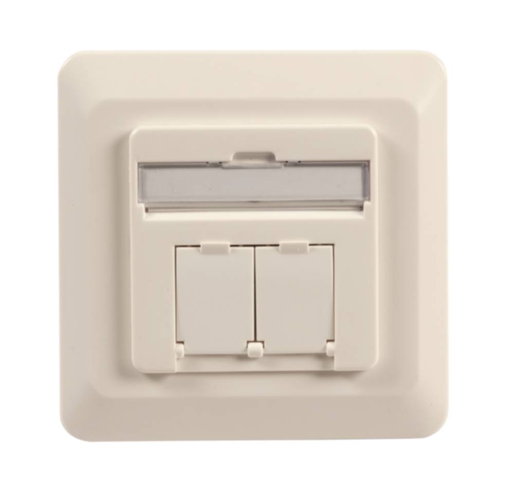 Netzwerkdose Datendose Cat.6 250MHz rechts/links, Unterputz, 2xRJ45, RAL9010 - 1 VPE = 30 Stï¿½ck