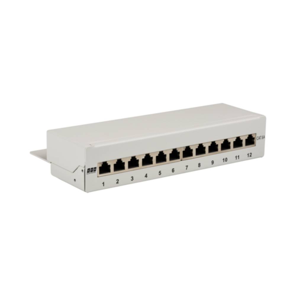 Patchpanel Mini-Patchpanel STP 12xRJ45 Cat.6A, 10?, 1HE, RAL7035 grau - 1 VPE = 20 Stï¿½ck