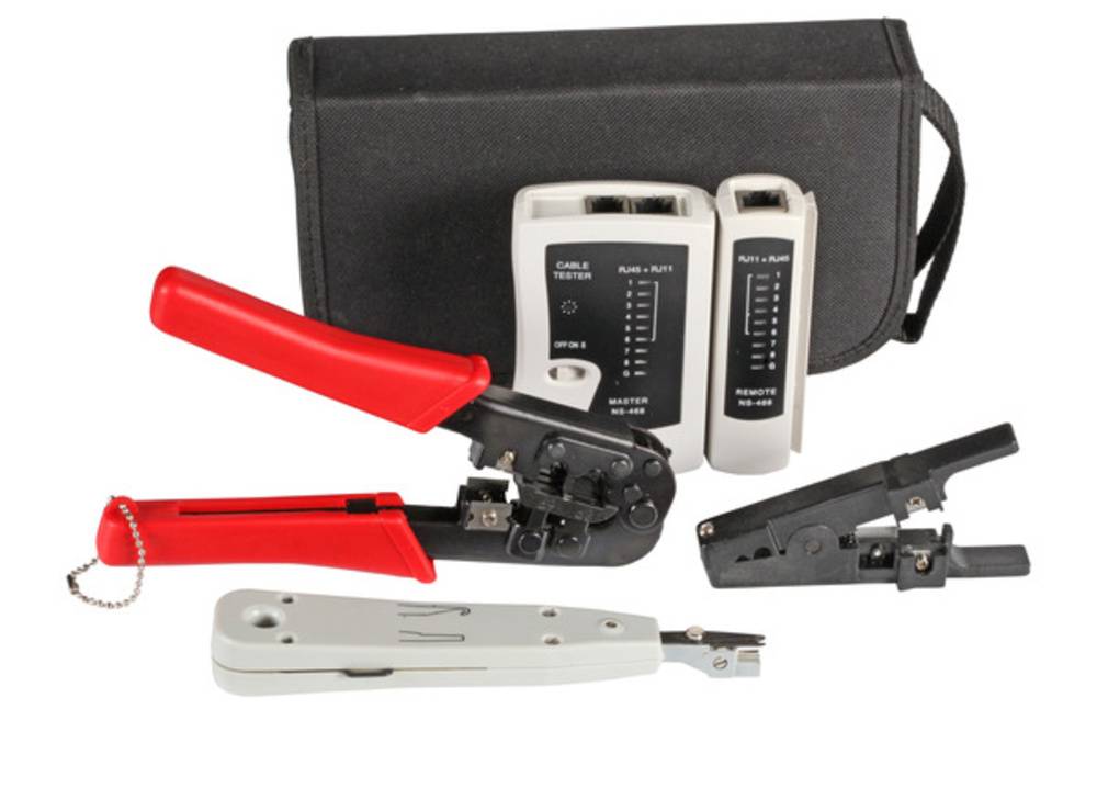 Werkzeug + Messgeräte Werkzeugset Netzwerktechnik 4-teilig, mit Tasche - 1 VPE = 20 Stï¿½ck +