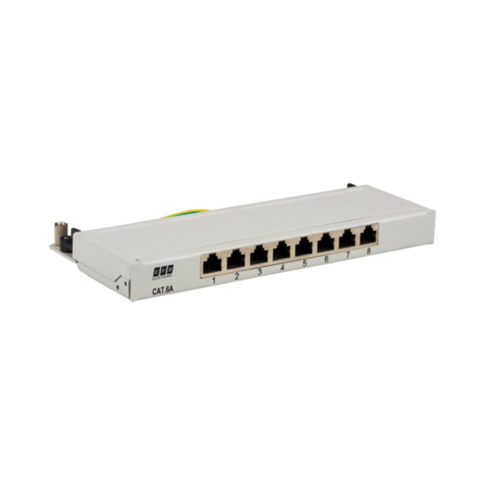 Patchpanel Mini-Patchpanel STP 8xRJ45 Cat.6A, 10?, 0,5HE, RAL7035 grau - 1 VPE = 20 Stï¿½ck