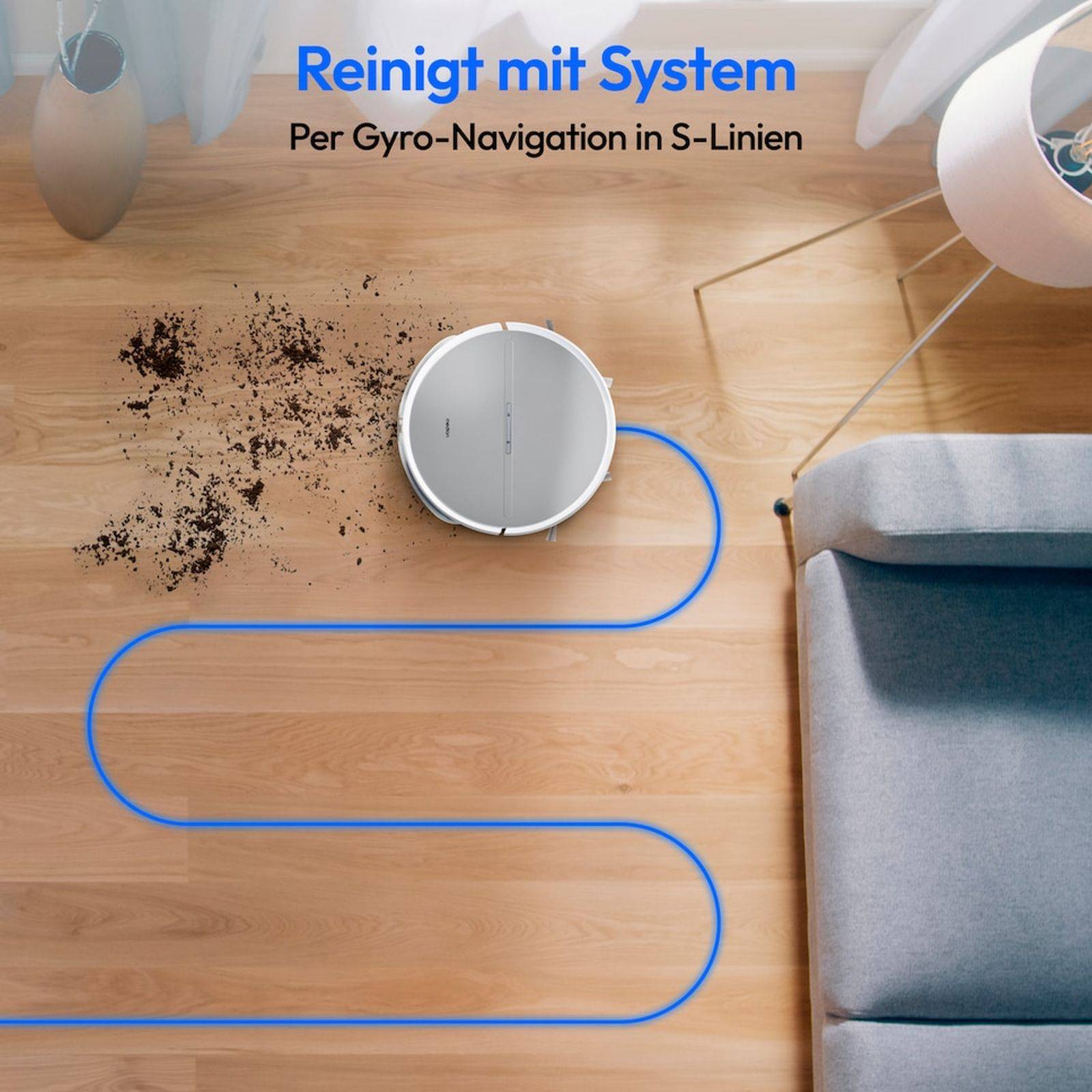Medion LIFE E35 SW Saugroboter mit Wischfunktion Gyro-Navigation, 2.000 Pa Saugkraft, 120 Minuten Laufzeit, Beutellos,