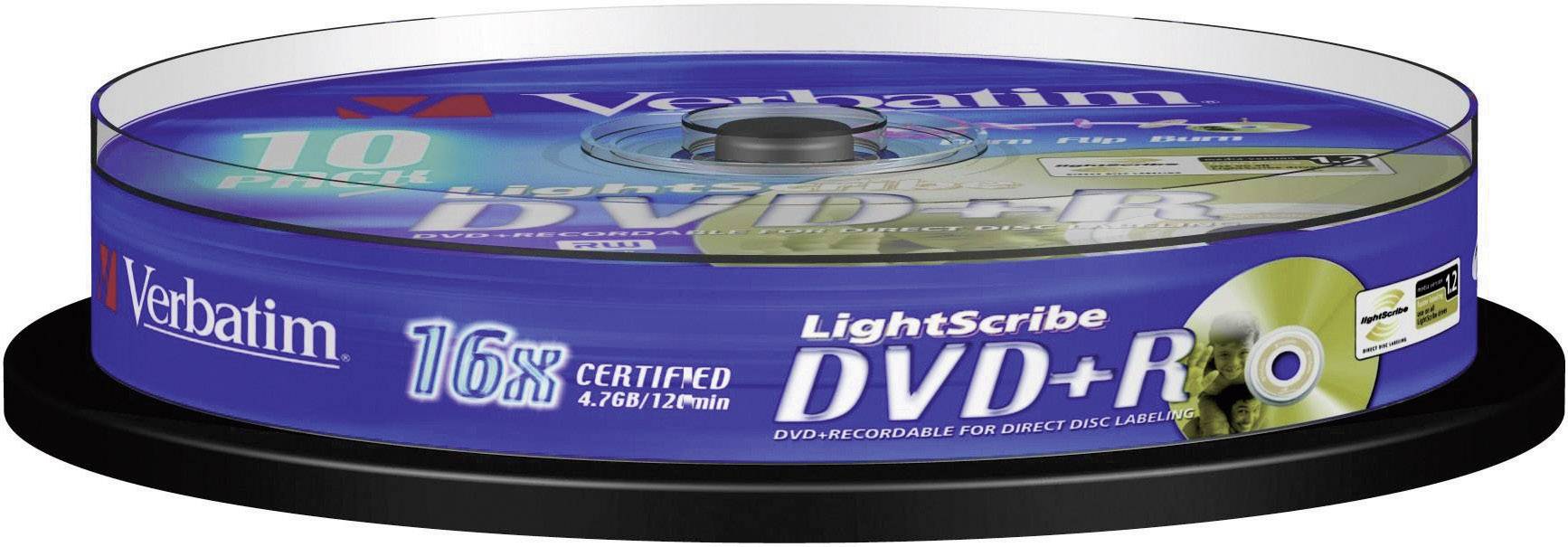Verbatim 43576 DVD+R Rohling 4.7 GB 10 St. Spindel LightScribe