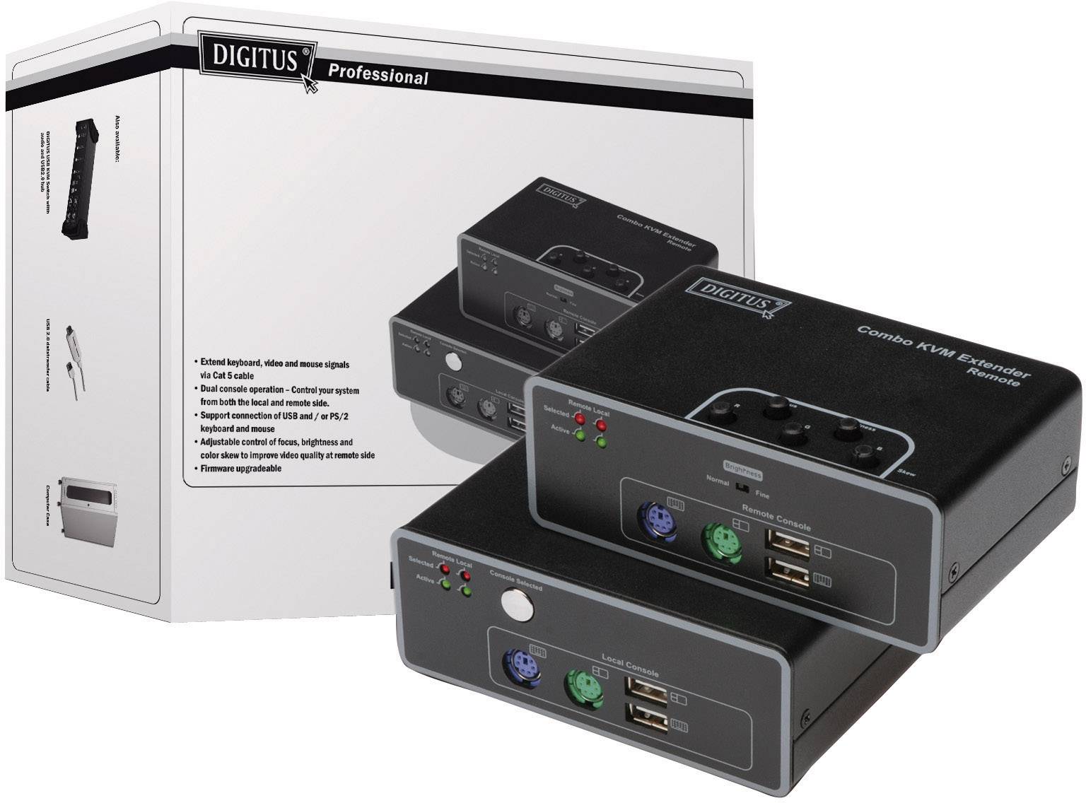 VGA, PS/2, USB 2.0 KVM-Extender (Verlängerung) über Netzwerkkabel RJ45 200 m Digitus DS-51110