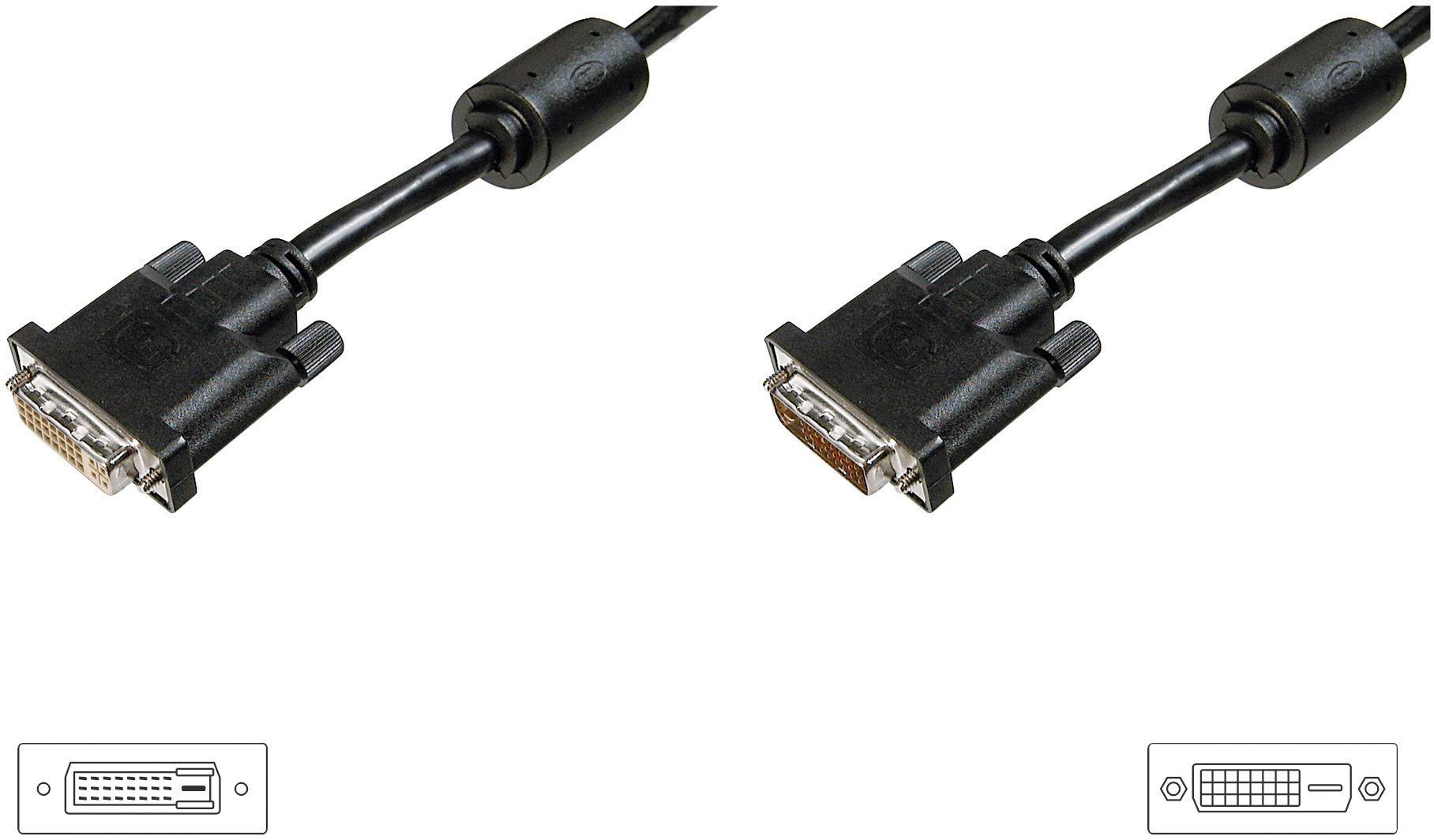 Digitus DVI Verlängerungskabel DVI-D 24+1pol. Stecker, DVI-D 24+1pol. Buchse 3.00 m Schwarz AK-3202