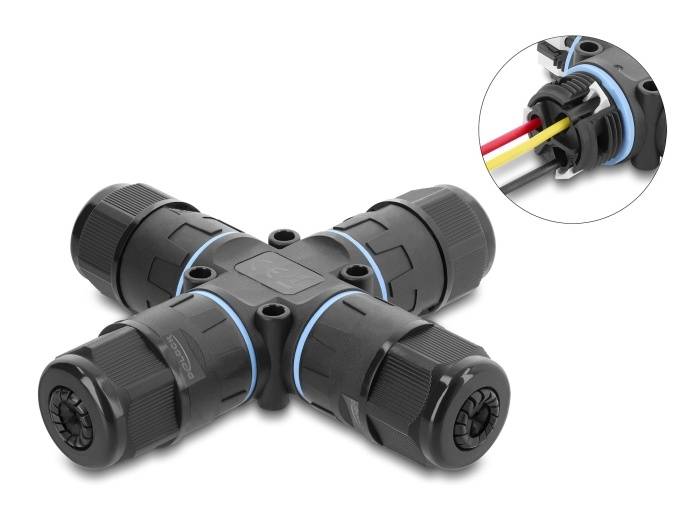 Kabelverbinder X-Form mit Klemmverbind. IP68