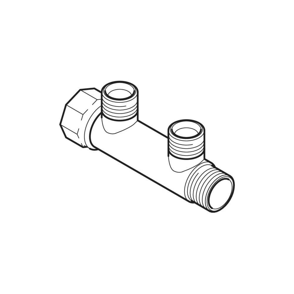 Geberit Verteiler, 2-fach, Gewindeanschluss, R1" × G3/4" Eurokonus × Rp1", SiBR, 1 Stk.