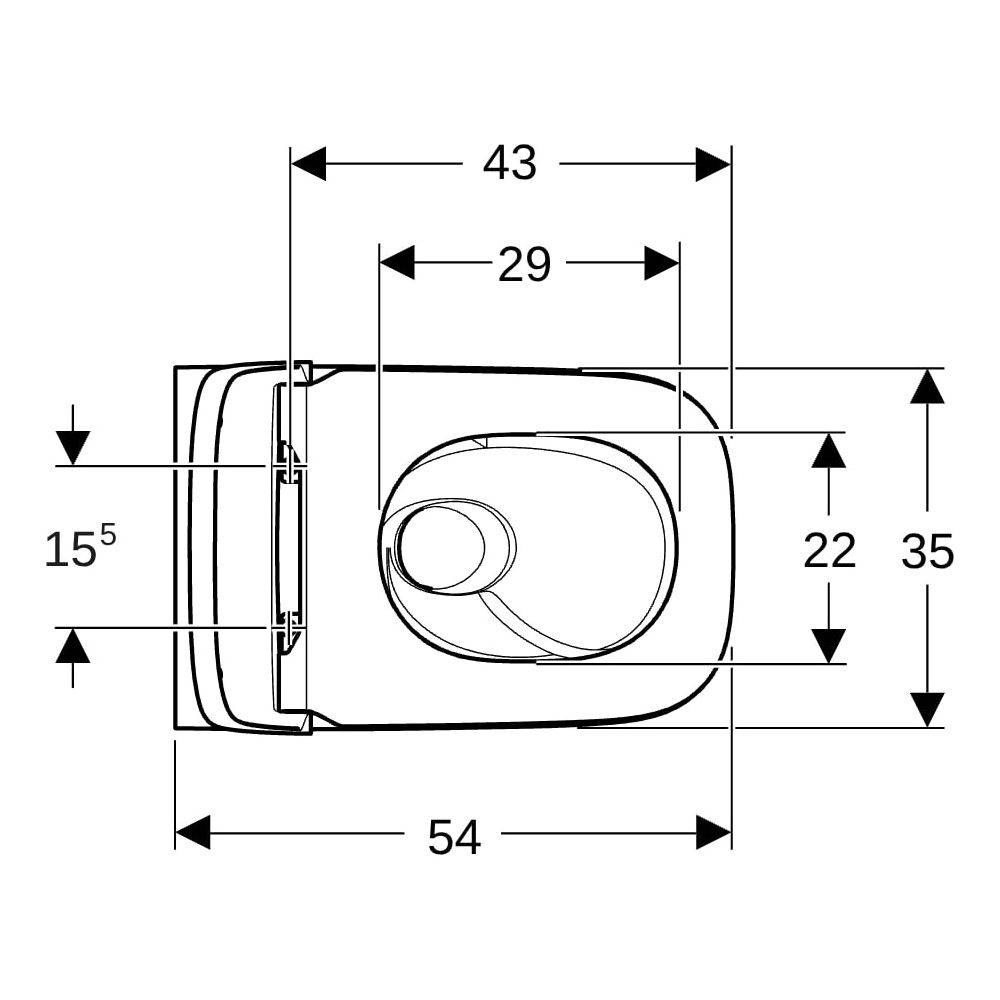 Geberit Renova Plan Set Wand-WC Tiefspüler, TurboFlush, mit WC-Sitz, T=54cm, weiß, 1 Stk.