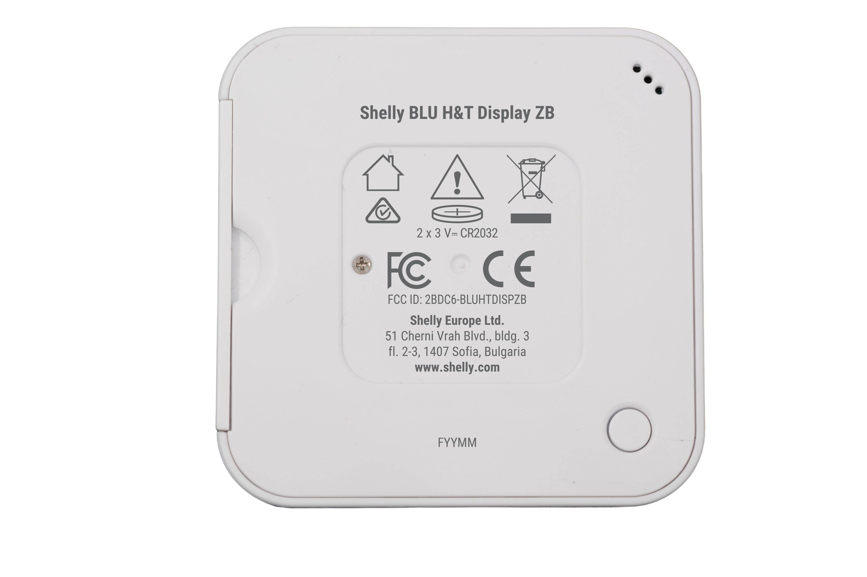 SHELLY WLAN-Temperatur- und Feuchtigkeitssensor, Blu ZB H&T Display, Weiß
