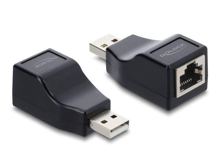 Delock Adapter USB 2.0 Typ-A Stecker zu Seriell RS-232 RJ45 Buchse schwarz Kabel &