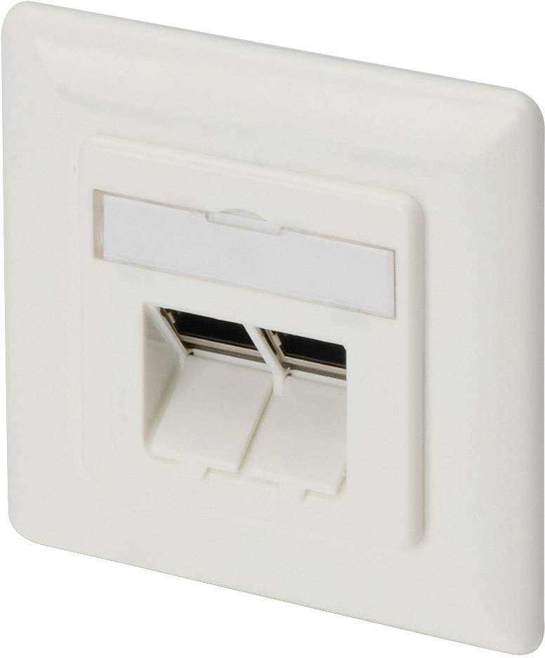Digitus DN-9008 Netzwerkdose Unterputz Einsatz mit Zentralplatte und Rahmen CAT 6a 2 Port Reinweiß