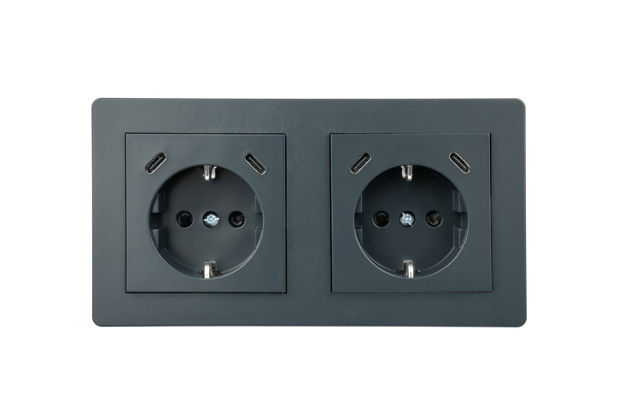 Schutzkontakt-Einbausteckdose 2-fach, mit je 2x USB-C™ (25W, PD 3.0), anthrazit