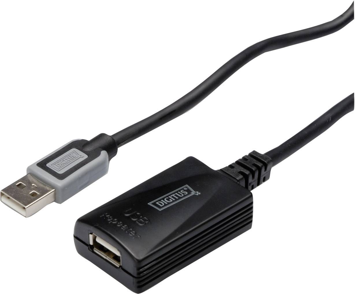 Digitus USB-Kabel USB 2.0 USB-A Stecker, USB-A Buchse 5.00 m Schwarz